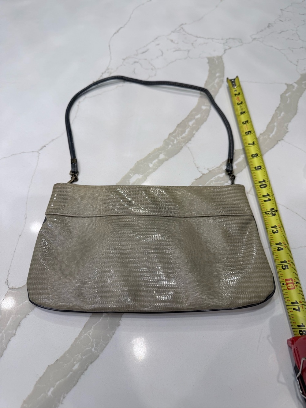 NULINE CROCODILE SKIN CLUTCH vintage cream tan 80’s